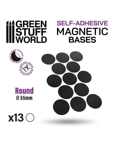 SELF-ADHESIVE MAGNETIC BASES ROUND 55MM X13