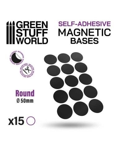 SELF-ADHESIVE MAGNETIC BASES ROUND 50MM X15
