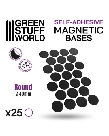 SELF-ADHESIVE MAGNETIC BASES ROUND 40MM X25