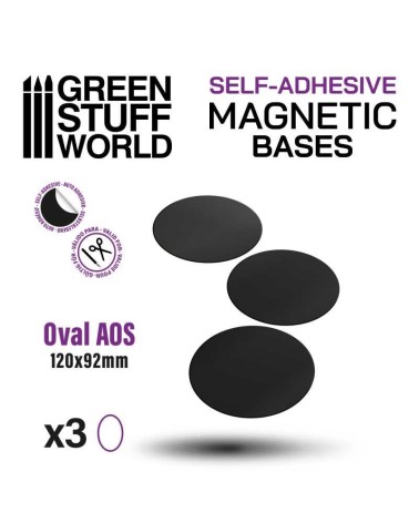 SELF-ADHESIVE MAGNETIC BASES OVAL 120X92MM X3
