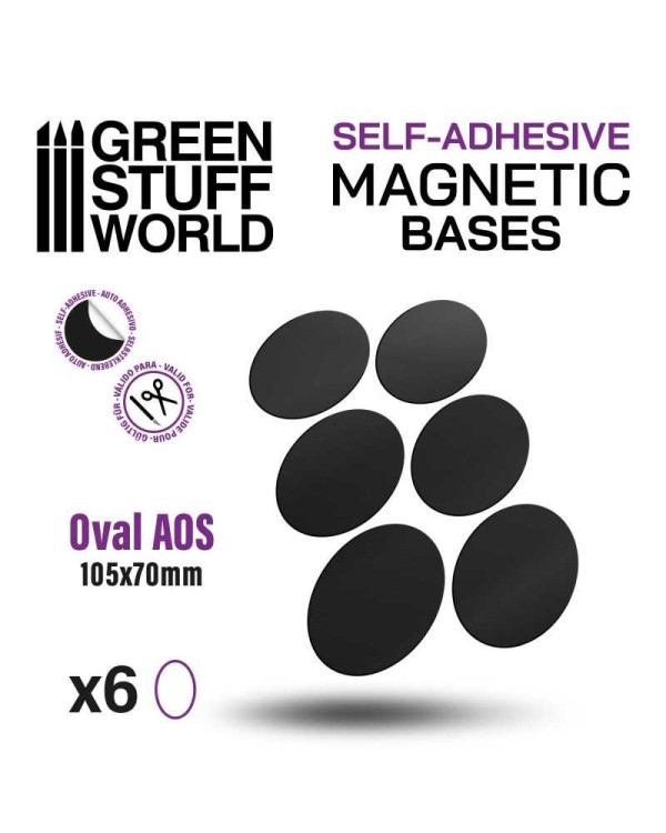 SELF-ADHESIVE MAGNETIC BASES OVAL 105X70MM X6