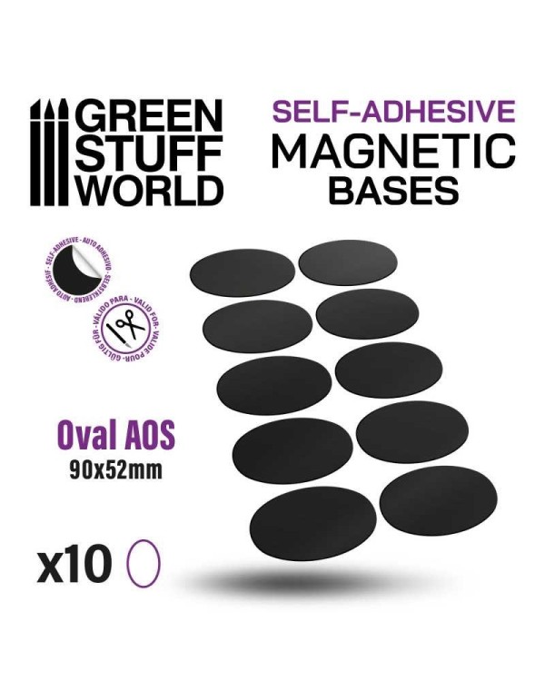 SELF-ADHESIVE MAGNETIC BASES OVAL 90X52MM X10