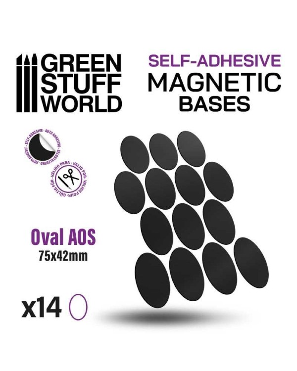 SELF-ADHESIVE MAGNETIC BASES OVAL 75X42MM X14