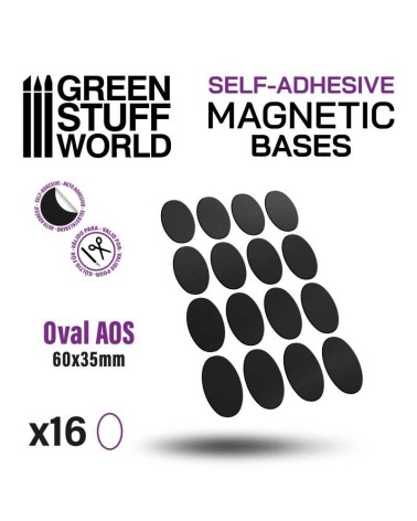 SELF-ADHESIVE MAGNETIC BASES OVAL 60X35MM X16