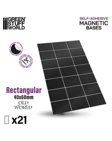 SELF-ADHESIVE MAGNETIC BASES RECTANGULAR 40X60MM X21