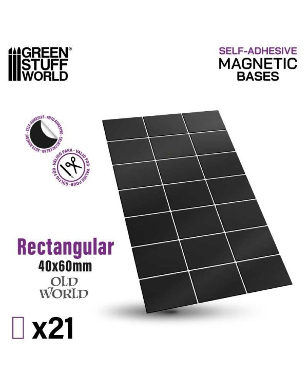 SELF-ADHESIVE MAGNETIC BASES RECTANGULAR 40X60MM X21