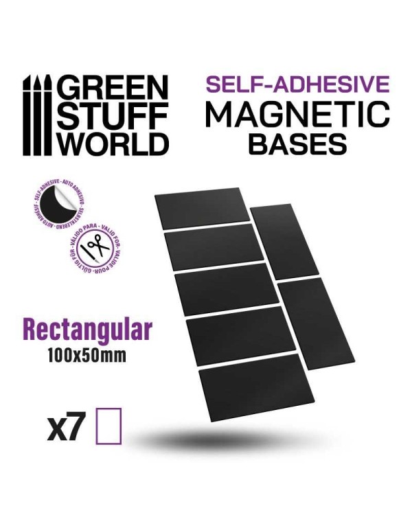 SELF-ADHESIVE MAGNETIC BASES RECTANGULAR 100X50MM X7