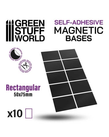 SELF-ADHESIVE MAGNETIC BASES RECTANGULAR 50X75MM X10