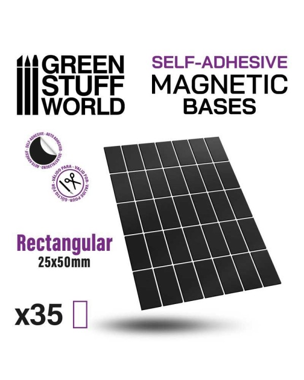 SELF-ADHESIVE MAGNETIC BASES RECTANGULAR 25X50MM X35