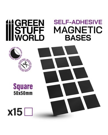 SELF-ADHESIVE MAGNETIC BASES SQUARE 50X50MM X15
