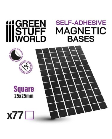 SELF-ADHESIVE MAGNETIC BASES SQUARE 25X25MM X77