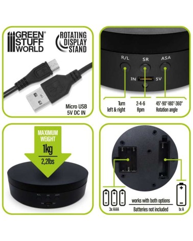 ROTATING DISPLAY STAND - TURNPLATE 136MM USB/BATTERIES